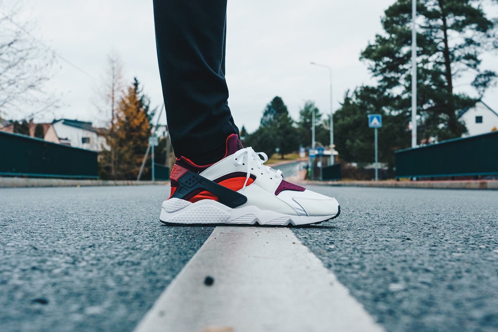 Huarache red shop white and blue